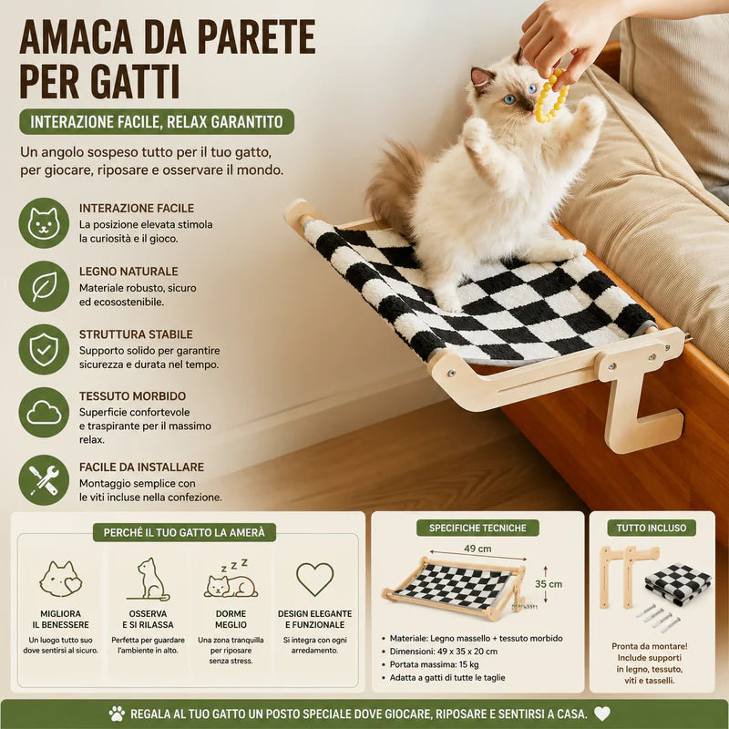 Amaca Gatto Finestra Senza Trapano