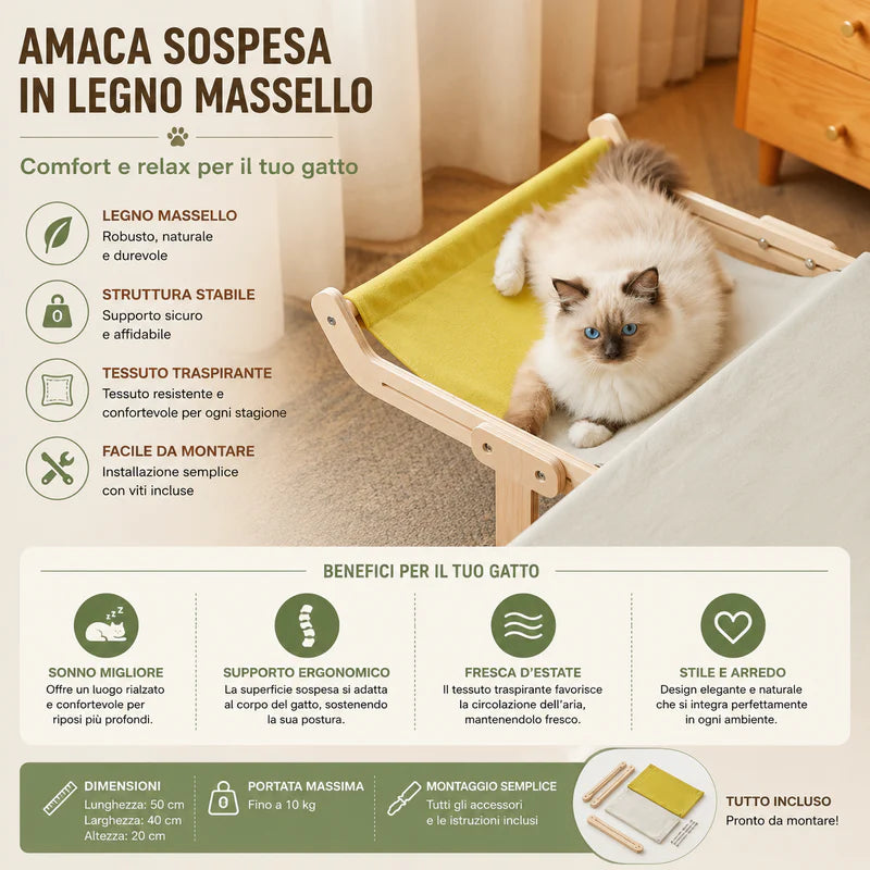 Amaca Gatto Finestra Senza Trapano