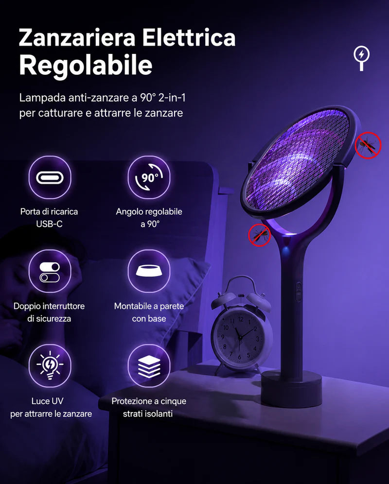 Racchetta Antizanzare Ricaricabile 5 in 1