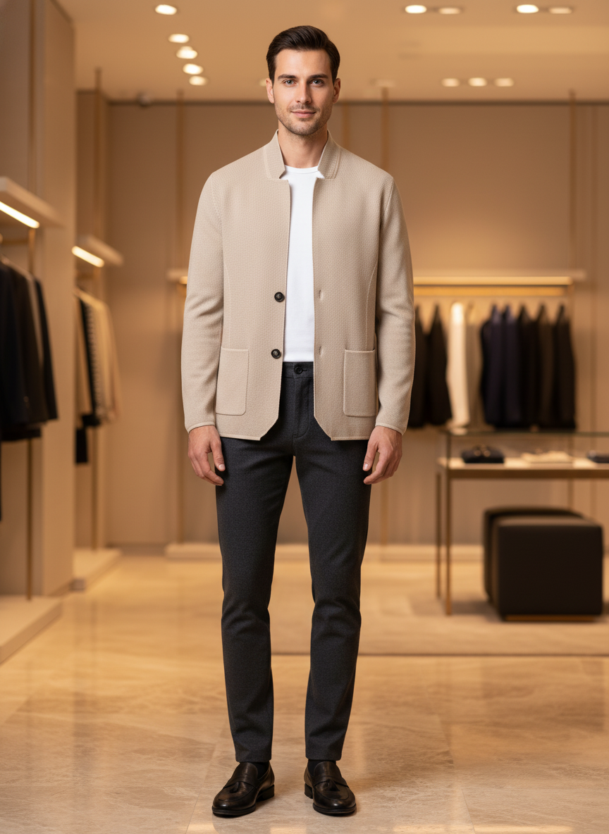 Cardigan Uomo Colletto Coreano Slim